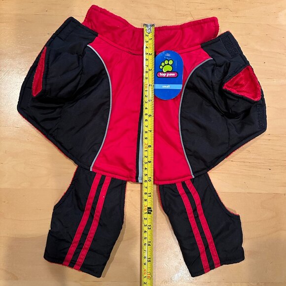 Top Paw Red & Black Fleece-Lined Dog Snowsuit Coat Size Small - Picture 9 of 9